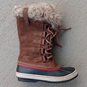Sorel Joan Of Arctic Brown Leather Waterproof Winter Boots